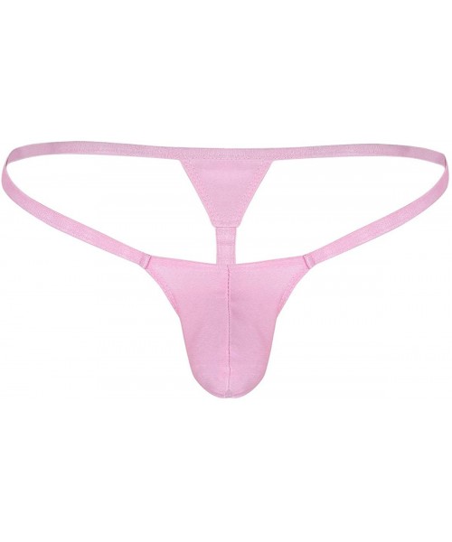G-Strings & Thongs Men's Sexy Low Rise Bulge Pouch Backless G-String Thong T-Back String Jockstrap Underwear - Pink - CT18UMM...
