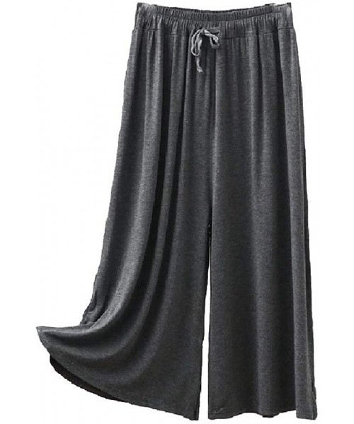 Bottoms Womens Modal Cotton Plus Size Baggy Long Pants Palazzo Lounge Pant - Dark Grey - C419CYNKURY