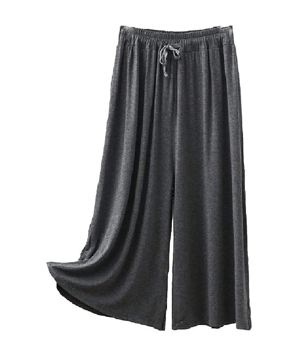 Bottoms Womens Modal Cotton Plus Size Baggy Long Pants Palazzo Lounge Pant - Dark Grey - C419CYNKURY