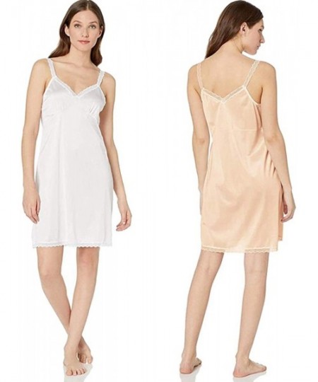 Slips Daywear 28" Stretch Lace Strap Full Slip (52016) 2Pack - White-nude - CW1854N3QHC
