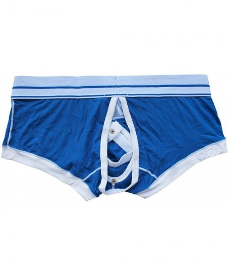 Boxer Briefs Mens Low Rise Bulge Pouch Boxer Briefs Underwear Jockstrap Shorts Underpants - Blue - C4193X0YOUX