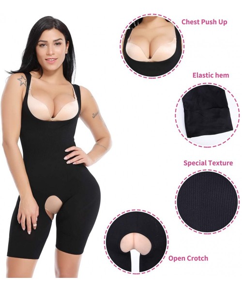 Shapewear Seamless Mid Thigh Bodysuit Slimming Waist Full Body Shaper Firm Tummy Control Shapewear for Women - Black - CS18O7...