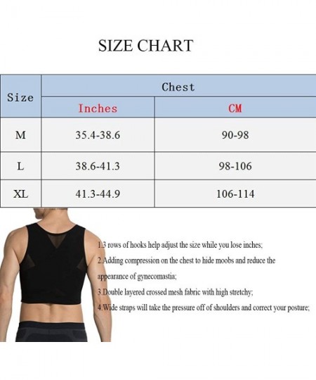 Shapewear Men Chest Shaper Vest- Men's Bra Male Shaper Compression Body Posture Corrector Back Brace Support Hooks Control To...