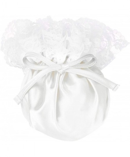Briefs Mens Satin Floral Lace Drawstring Bulge Pouch C-String Sissy Crossdress Panties Underwear - White - CC197UXY04X