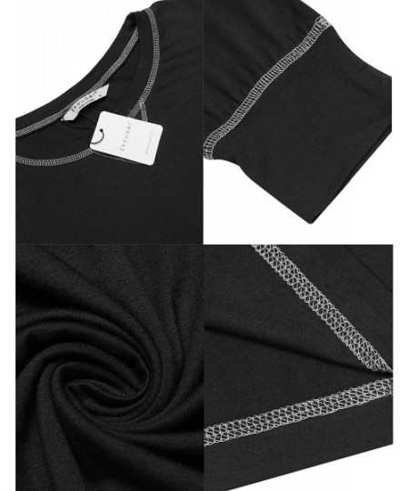 Sleep Tops Men's Nightshirt Long Sleeve Sleepwear Soft Comfy Nightgown Loose Sleep Shirt S-XXL - Black - CJ18GWTOAKN