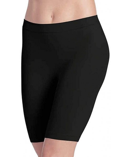 Shapewear Ladies' Skimmies Slip Short Smooth Lightweight Mid-Length- 2 Pack - Black and Nude - CX184A9TUEA