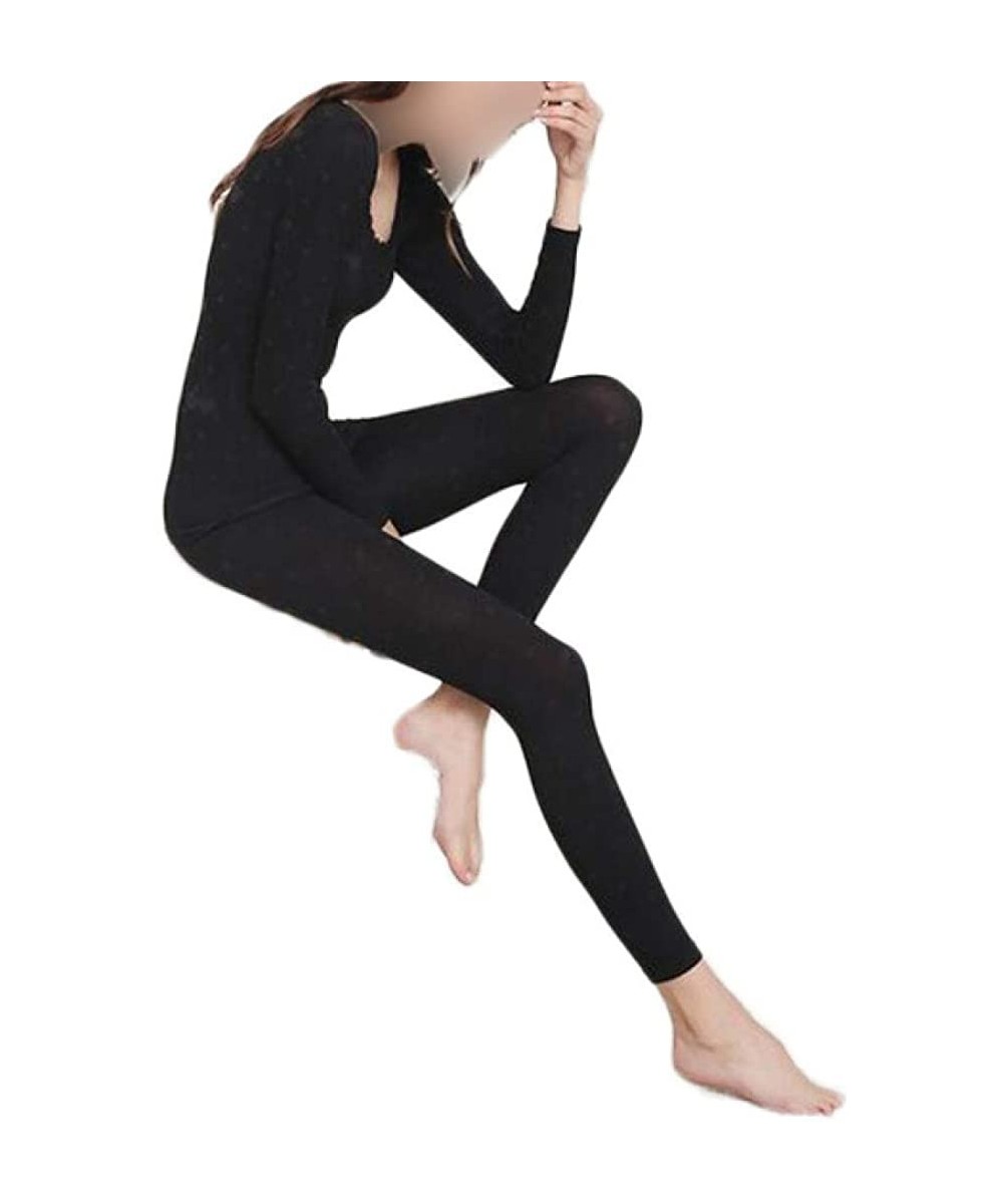 Thermal Underwear Womens Thermal Underwear Set Ultra Warm Lightweight Soft Baselayer - Black - C91935Z8MLM