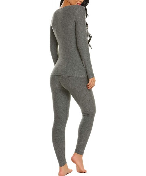 Sets Thermal Underwear Long Fleece Lined Winter Base Layering Set for Women - Thermal Set-dark Grey - CG18G444AAZ
