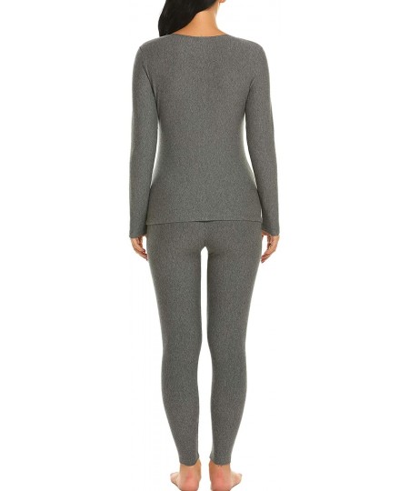 Sets Thermal Underwear Long Fleece Lined Winter Base Layering Set for Women - Thermal Set-dark Grey - CG18G444AAZ