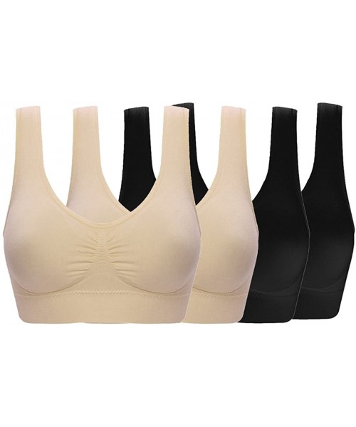 Bras 5 Pack Womens Seamless Wirefree Sleep Bra - 4 Pack Black*2 Nude*2 - CC18DQH74A2