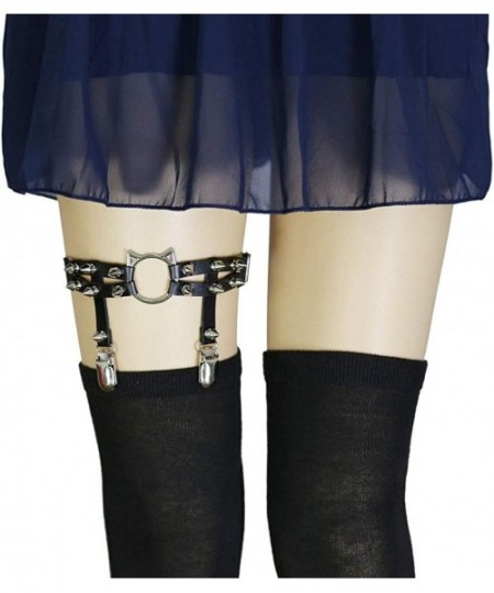 Garters & Garter Belts Women Girl Cat Garters Gothic Punk Rock Rivet Stud Leg Leather Ring Garters 2pcs - Orange - CY190SO65OI