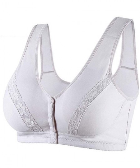Bras Everyday Lace Stylish Bras - Women Cotton Soft Cup Bra Full-Freedom Front Close Bras of Women - Grey - CP18XDHIKHS