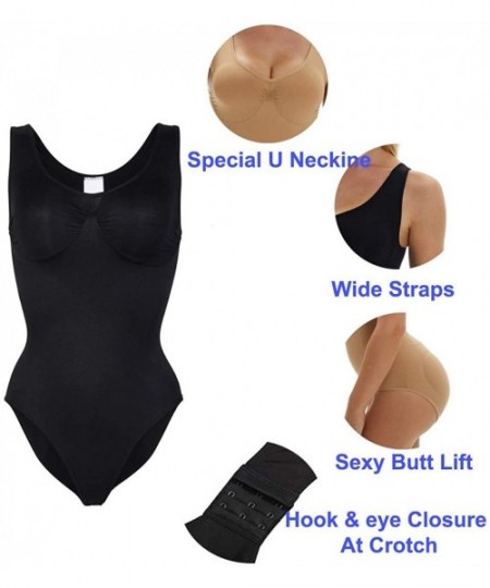 Shapewear Women's Body Shaper Briefer Shapewear Tank Bodysuits - Black - C11888KCUW6