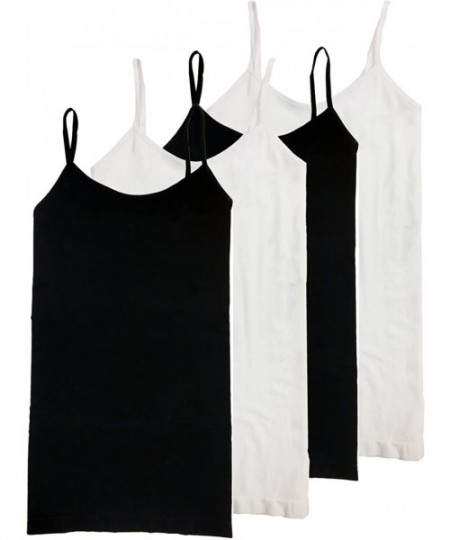 Camisoles & Tanks California Camisole 4 Way Stretch Seamless Basic Layering Top Pack of 4 - 2-blk 2-white - C612G7MCEK5