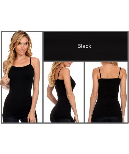 Camisoles & Tanks California Camisole 4 Way Stretch Seamless Basic Layering Top Pack of 4 - 2-blk 2-white - C612G7MCEK5