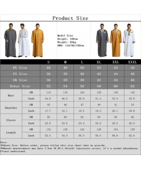 Robes Muslim Clothing Men's Arab Middle East Casual Robes Islamic Kaftan - Gray - CX1908QOXDD