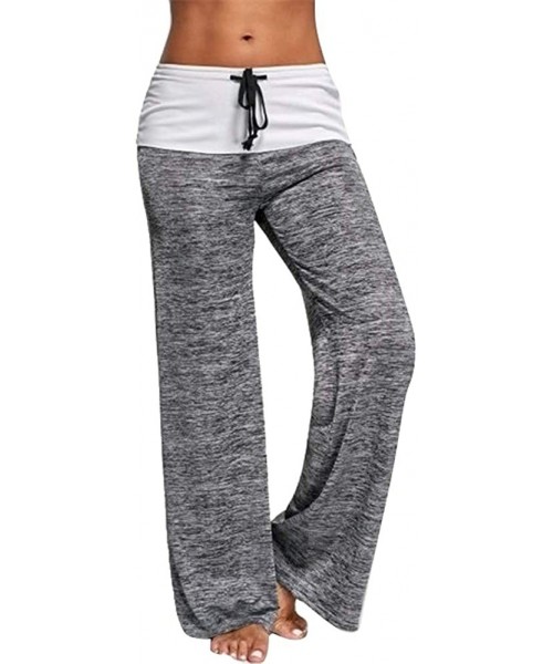 Bottoms Women's Comfy Casual Yoga Pants Drawstring Loose Lounge Pajama Bottoms - Grey - CV199GM6L97