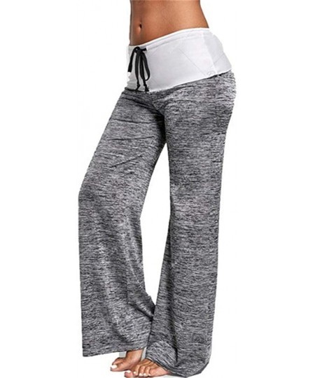 Bottoms Women's Comfy Casual Yoga Pants Drawstring Loose Lounge Pajama Bottoms - Grey - CV199GM6L97