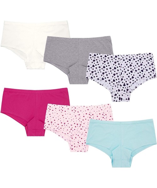 Panties Women's Low Mid Waist Cotton Hipsters Underwear Panties-6 Pack - Ivory-gray-fuchsia Purple-lt Blue-white Print-pink P...