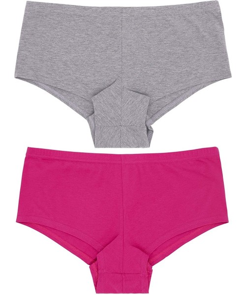 Panties Women's Low Mid Waist Cotton Hipsters Underwear Panties-6 Pack - Ivory-gray-fuchsia Purple-lt Blue-white Print-pink P...
