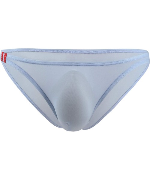 Briefs Seamless Men Briefs Summer Bikini Swimwear Low Waist Underwear Silk Ice Transparent - Sky Blue - CJ19E7NX4H3