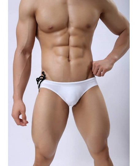 Bikinis Men's Cotton Briefs Sexy Panties U Convex Bag Slim Briefs - White - CH193QWGZ5E