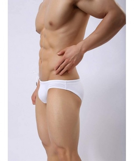 Bikinis Men's Cotton Briefs Sexy Panties U Convex Bag Slim Briefs - White - CH193QWGZ5E