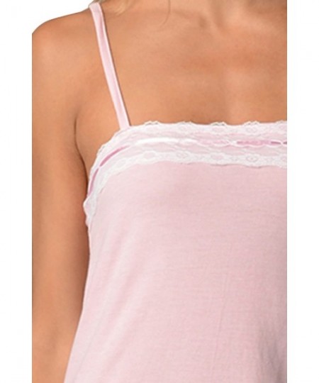 Nightgowns & Sleepshirts Women's Sleepwear Lingerie Jersey Lace Chemise Nightie Nightgown - Light Pink - CJ187KM968N