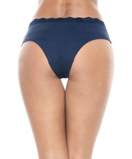 Panties Women's Cotton Brief Panties Soft Underwear Lace Trim Hipster 4 Pack - Bikini Assorted - CU196C23O76