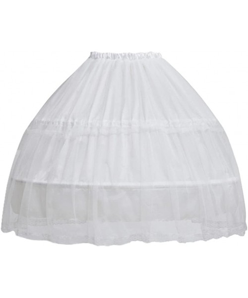 Slips Women Girls Petticoat Underskirt Crinoline Lace Ruffle Pannier Hoops Long - White(2 Hoops) - CO188ZG6OC6