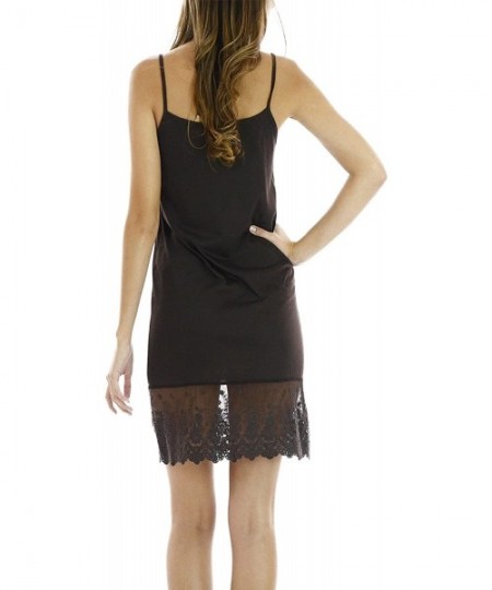 Slips Women's Lace Knit Full Slip Extender for Short Dresses- Tunics and Sweaters - Brown - CD12I3QPB35