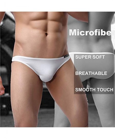 Briefs Underwear Men's 4 Pack Classic Low Rise Stretchy Hip Briefs Bikini - White-4 Pack - CT12GTRFB99