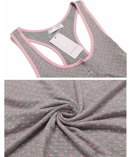 Sets Womens Sleepwear Lightweight Viscose Pajama Sets Tank Top and Shorts - Gray Polka Dot - CQ187WOTTQR