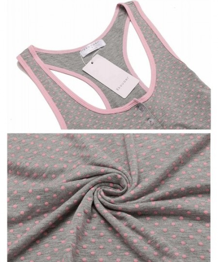 Sets Womens Sleepwear Lightweight Viscose Pajama Sets Tank Top and Shorts - Gray Polka Dot - CQ187WOTTQR