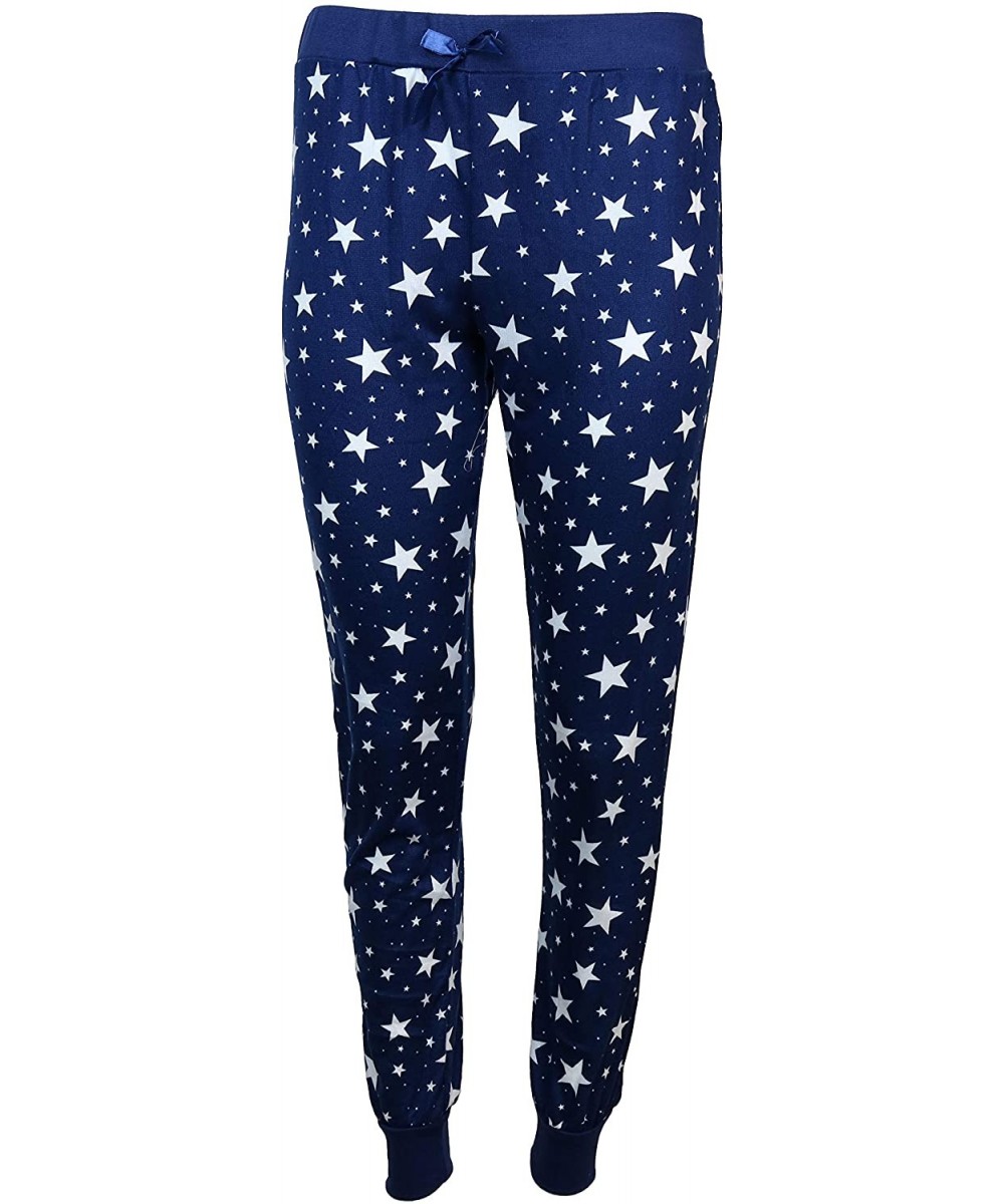 Bottoms Women's Joggers Pajama Pants - Navy Blue Celestial Stars - CD18UT9SD7C