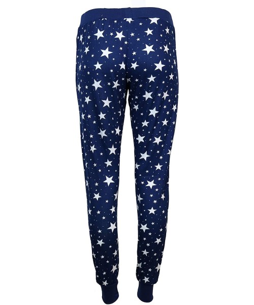 Bottoms Women's Joggers Pajama Pants - Navy Blue Celestial Stars - CD18UT9SD7C