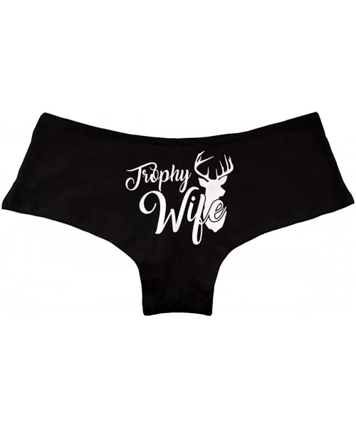 Panties Trophy Wife Buck Women's Boyshort Underwear Panties - Black - CB19342GGZQ