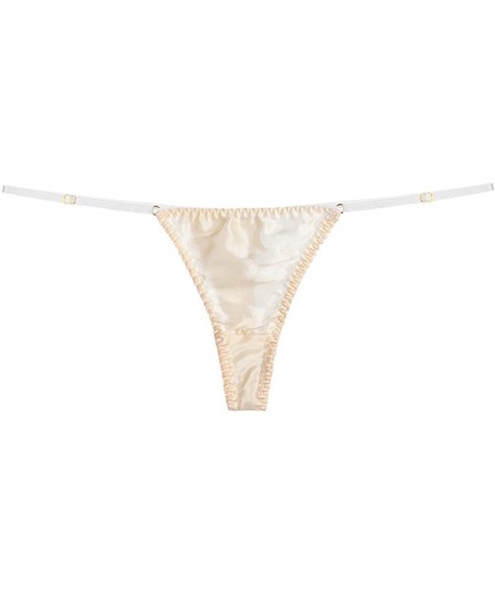 Panties Women Silky String Thong Comfort T-Back Panties with Adjustable Waistband - Champange - C4194HYIG0K