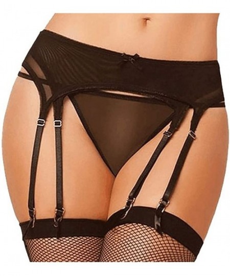 Slips Sexy Pantyhose + Thong- Elastic Sexy Lace Underwear Skirt Underwear Garter Lingerie Brief Underpant - Black - CN196EDHW6L