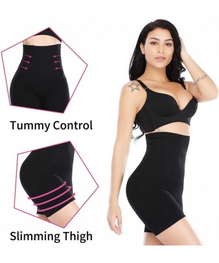 Shapewear Thigh Slimmer Shapewear Panties for Women Tummy Control Body Shaper Shorts Hi-Waist Butt Lifter - Black(4 Steel Bon...