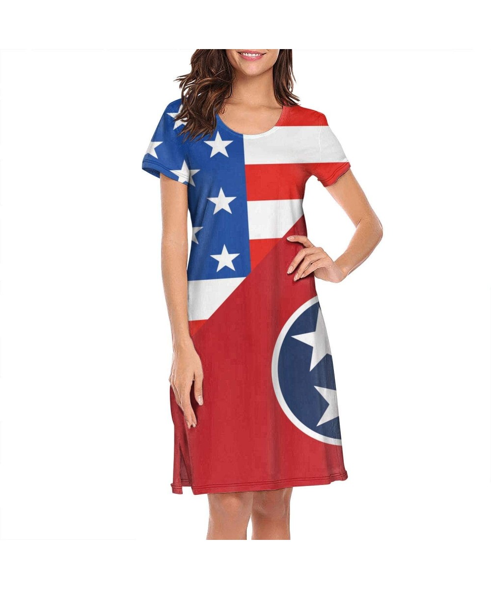 Sets Womens Nightgown Colombian Flag Short Sleeve Sleep Dress - America Tennessee State Flag - CU18ZX6HG36