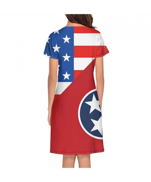 Sets Womens Nightgown Colombian Flag Short Sleeve Sleep Dress - America Tennessee State Flag - CU18ZX6HG36