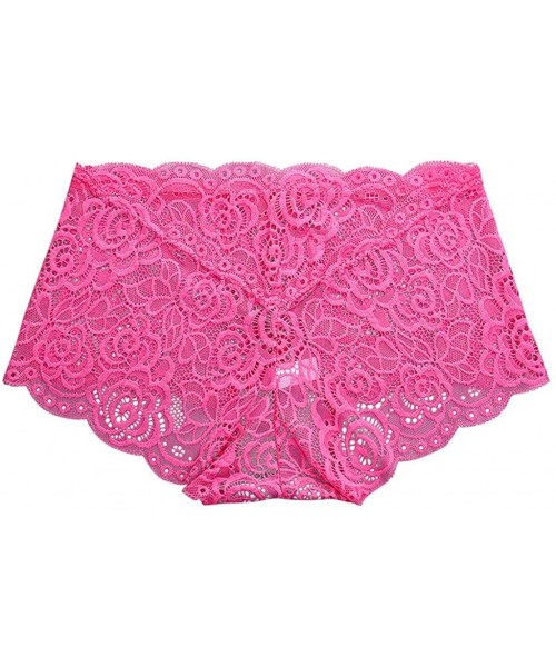 Bras Sexy Lingerie Lace Brief Underpant Sleepwear Underwear M-XL - Hot Pink - CV199U6ORH9