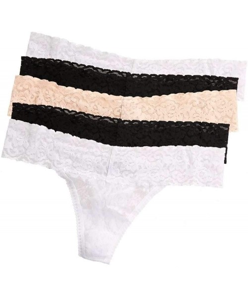 Panties Signature Stretchy Lace Low Rise Thong 5-Pack | Panty - Black White Bare - CU188O36O70