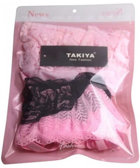 Garters & Garter Belts Womens Lace Garter Belt Panties & Sheer Stockings Lingerie Set - Pink1 - CB12IKLT0F3