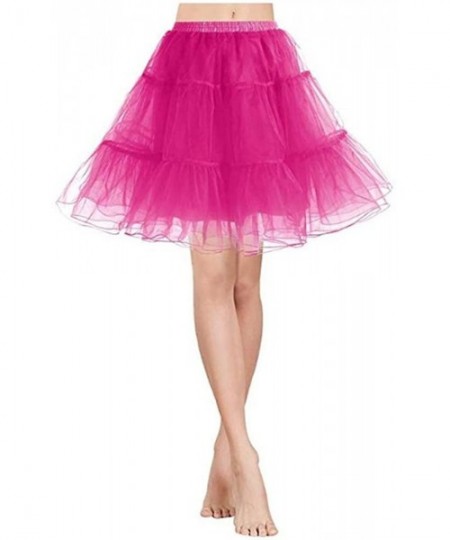 Slips Women's Puffy Chiffon Petticoat Dress Tutu Skirt Lolita Dress - Rose Red - C019DYQ4C0W