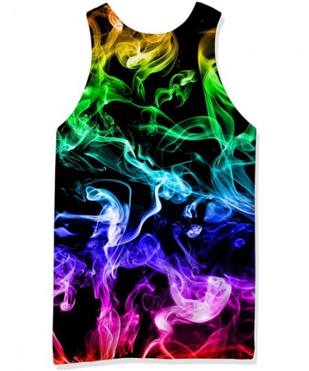 Undershirts Men's All Over Print Funny Tank Tops Breathable Summer Casual Sleeveless Beach Graphic Tee/Swimming Trunks - Fog-...