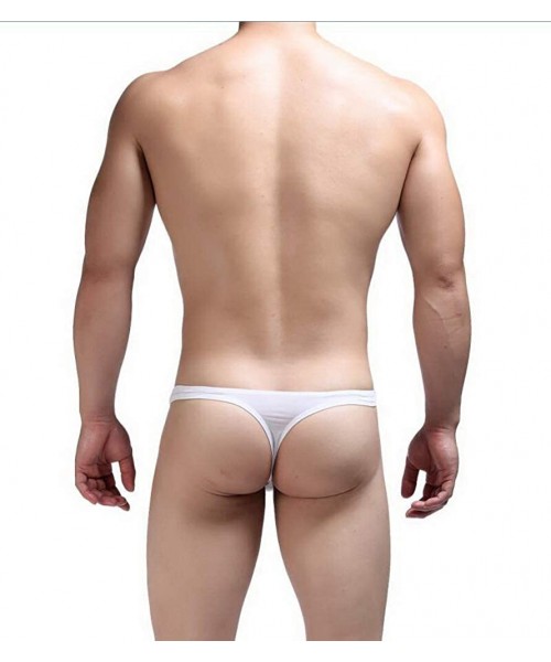 G-Strings & Thongs Mens Traceless Thongs Low Rise Bulge Pouch Underwear Ice Silk Briefs - White - CG18QT7IRUH