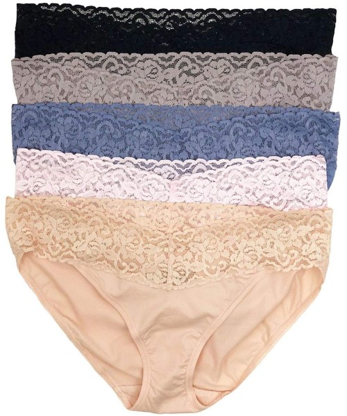 Panties Super Stretchy Bikini 5-Pack | Lace Trim Panties - Pastel Skies - CT1934620Z6