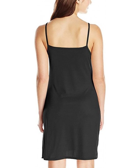 Nightgowns & Sleepshirts Women Full Slips Cotton Blend V Neck Straight Dress Nightwear Sleepwear Dress - Black - CL18C5AQAR4